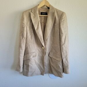 Dana Buchman Beige Linen Blazer Jacket Career Office Lightweight Oversized 6